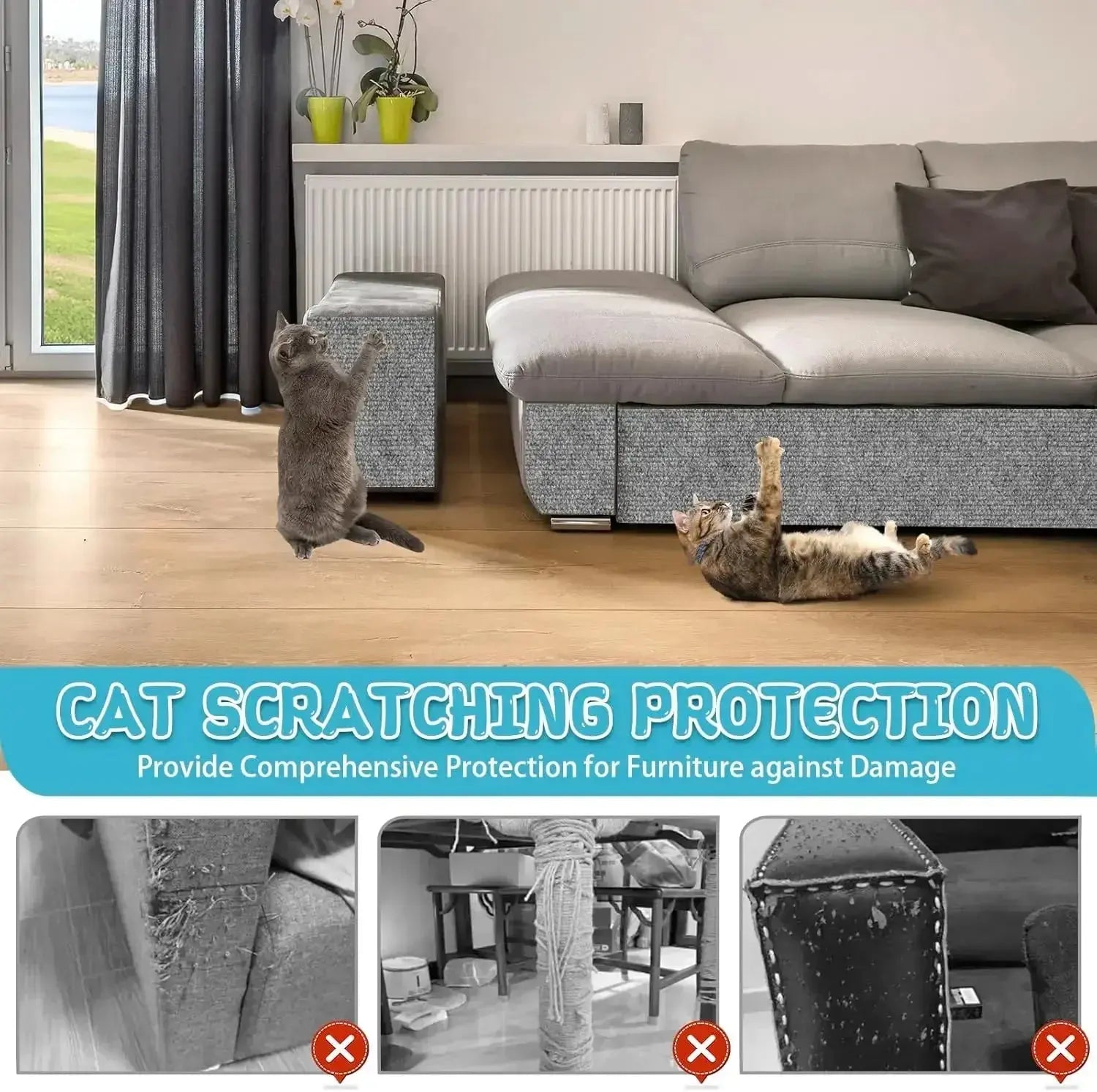 Wall - Mounted Cat Scratching Pad – Self - Adhesive, Durable & Cuttable - flairly